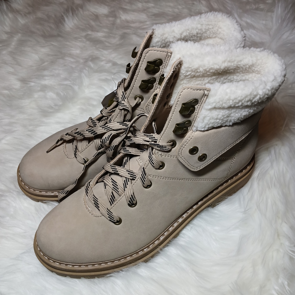 Time and Tru Tan Winter Rain Boots with Fleece Lining